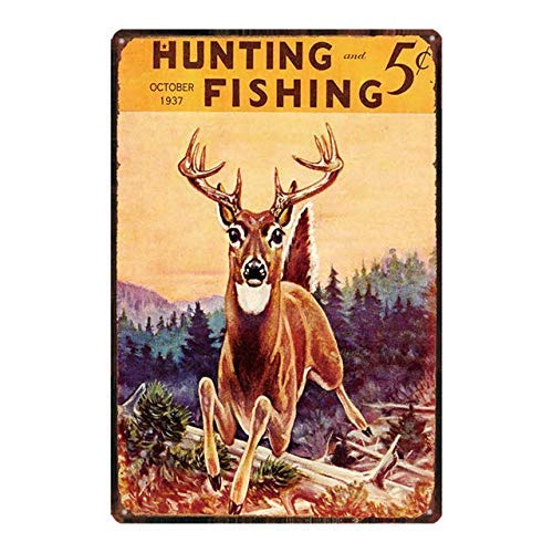 rayprint Hunting Fishing Metal Tin Signs- Exquisite Wall Art Decor Inspirational Gift Positive Affirmations Hanging Metal Tin Signs for Office Classroom Home Living Room Bedroom Wall Decor 8"x12"