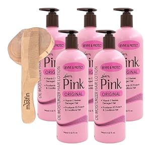 Lusters Pink Oil Moisturizer Hair Lotion, 32 fl oz – Nourishing Coconut & Olive Oils, Vitamin E for Shine & Softness, Wooden Comb, Color Safe, Pink Hair Moisturizer, [Pack of 5]