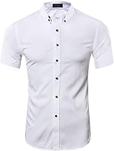 Kuson Homme Chemise sans Repassage Couleur Unie à Manches Courtes Respirant
