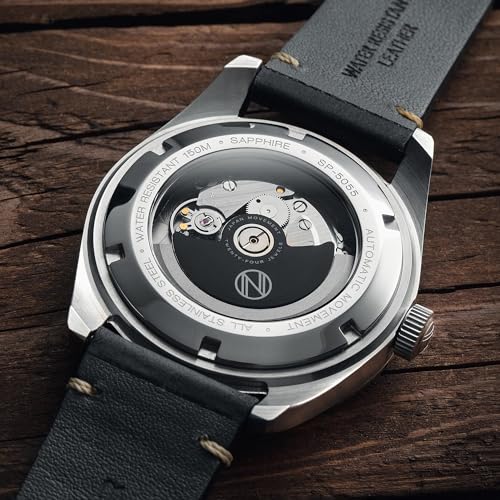 Image of Spinnaker Fleuss Men's Automatic Dive Watch - Miyota 8215 Movement, 43mm Stainless Steel Case, 150m Water Resistant, Leather Strap, SP-5055