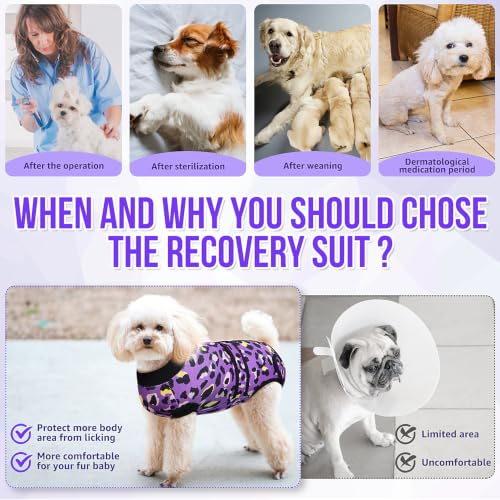 Image of Lukovee Recovery Suit for Dogs, Female Male Spay Neuter Post Surgery Suit | Zipper on Onesie,Soft Breathable, Adjustable Abdominal Wounds Prevent Licking, Cone E-Collar Alternative (Purple Leopard, S)
