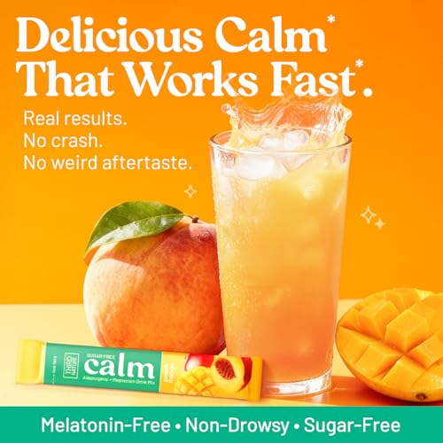 Image of Third Nature Calm Powdered Drink Mix for Stress Support, Relaxation, Healthy Cortisol & Focus - No Sugar, Non-GMO On-The-Go Calming Drink with Magnesium Glycinate, GABA, Peach Mango, 14 Stick Packs