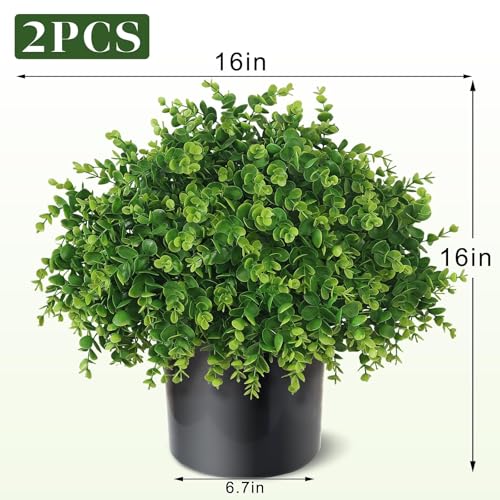 Planta en maceta de eucalipto sintético decoración exterior jardín juego de 2 arbustos falsos 6