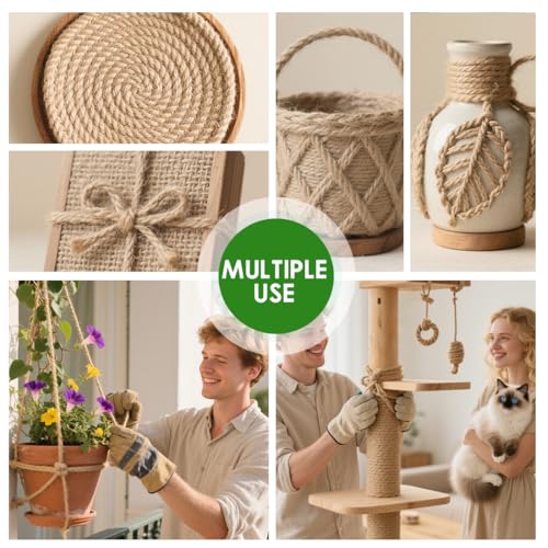 image for PerkDecor Jute Rope 5MM x 150FT 6Ply Twisted Rope for Crafts Projects 