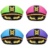 Yacht Captains Hat 4 Pack Sailor Hat for Women Blue Pink Green Purple Adjustable Sailor Hat Costume...