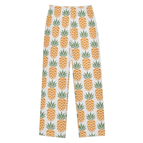 ZZXXB Summer Pineapple Fruit Boys Long Pants Soft Trousers Elastic Waist Kids Lounge Bottoms with Pockets S-XL