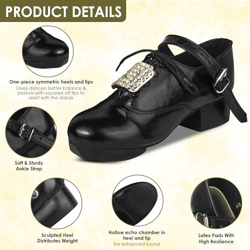 Handmade Irish Dance Hard Shoes with Crystal Buckles – Irish Shoes for Step Dancing, Lightweight Pure Cowhide Leather3