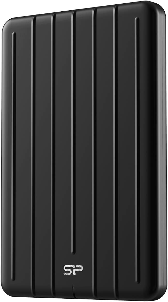Silicon Power 2TB 3D NAND TLC Rugged Portable External SSD USB 3.1 Gen 2 (USB3.2) with USB-C to USB-C/USB-A Cables, Bolt B75 Pro Black - SP020TBPSD75PSCK