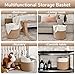 Goodpick Cotton Rope Storage Basket, 15 x 14.2 Inches Jute Woven Basket for Blankets Clothes Organizing, Baby Laundry Baskets Toy Storage With Handle, White Jute