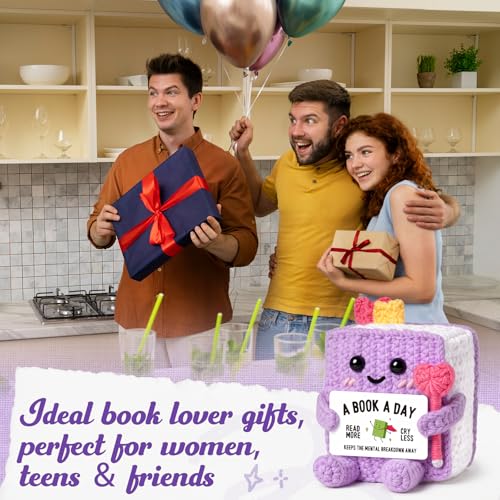 Book Lovers Gifts for Women, Girl, Book-Shaped Positive Support Crochet - Image 4