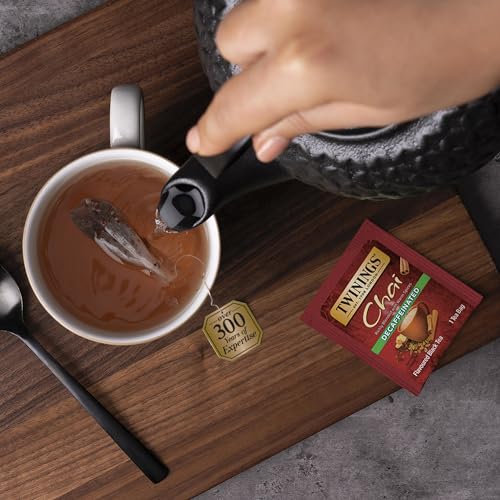 Image of Twinings Decaffeinated Chai Tea, Black Tea Blend with Cinnamon, Ginger, Cardamon, Cloves for a Sweet and Spicy Flavor, 20 Count