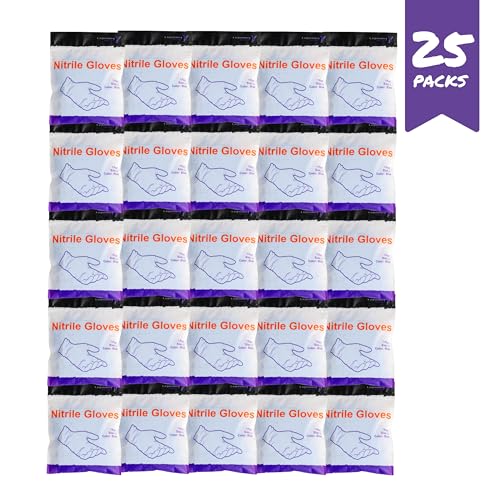 Lightning X Products Nitrile Exam Glove Pairs - Individually Packed, 50 Gloves, 25 Pairs, Resealable Zip Bag - Large (Blue)