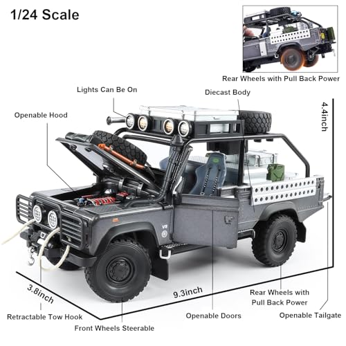 Modelo a escala 1:24 de camión Defender 110 con luces y sonido miniatura 3