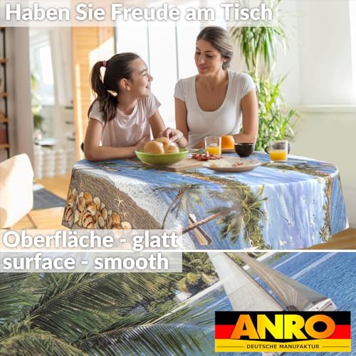 ANRO Oilcloth Tablecloth Washable Oilcloth Garden Tablecloth Outdoor Indoor Round 140 cm Cut Edge Holiday - Image 3