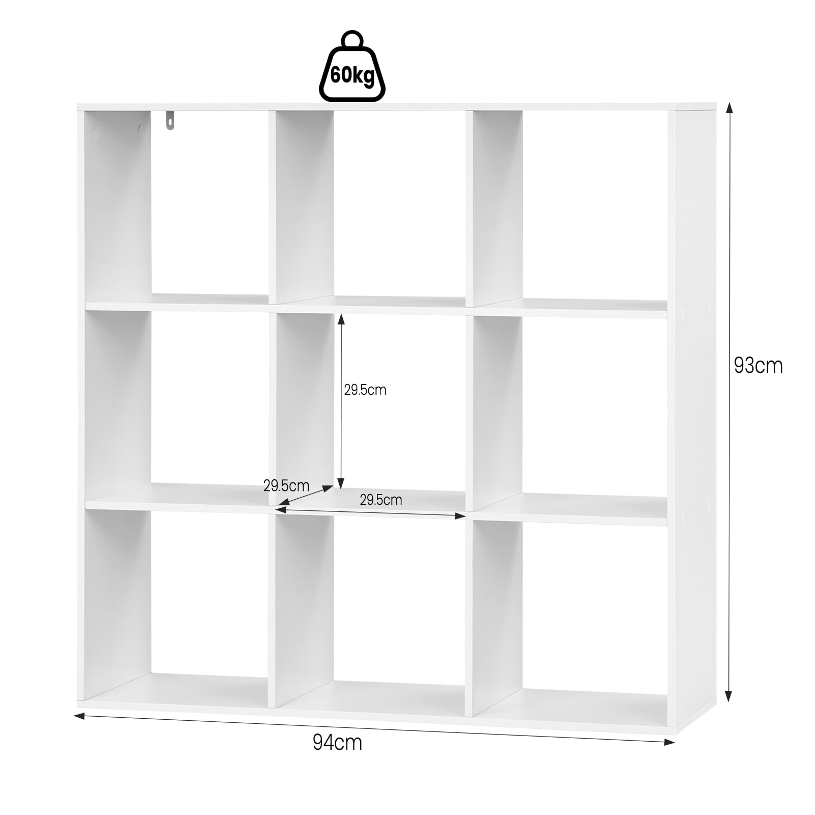 WOLTU Boekenkast, boekenkast, staand rek, kubusrek, opbergrek, ruimteverdeler, kantoorkast, archiefkast, 4 vakken, 59,6 x 59,8 x 29 cm (b x h x d), zwart