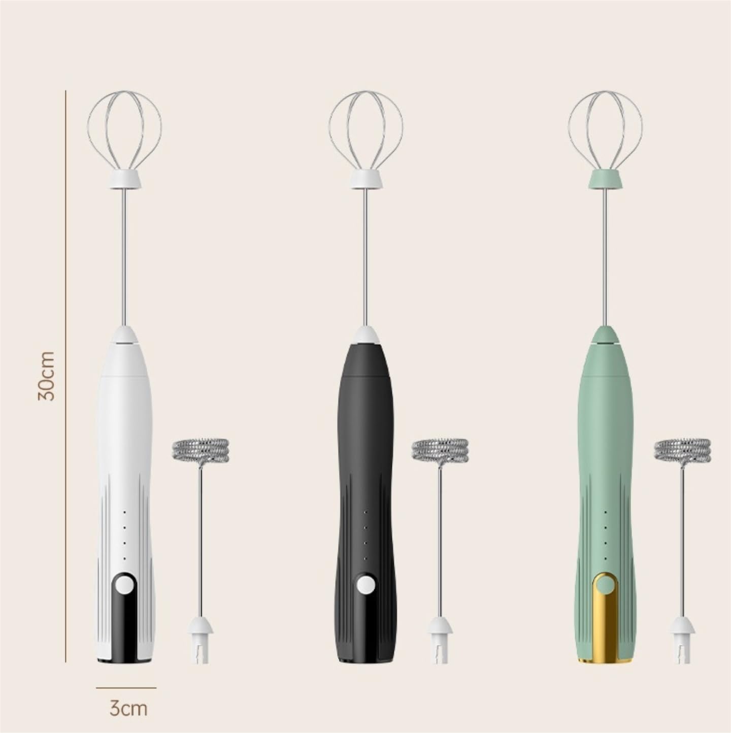 Mousseur Lait Cafés Fabricant Tenu dans La Main De Mousse Mousseur À Lait Rechargeable avec Le Fouet d'acier Inoxydable pour Café Pichets Mousse Lait Main(Grün)
