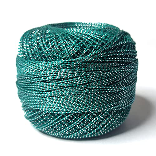 Image of Adikala Metallic Cotton Tatting Shuttle,Crochet Dori Balls for Knitting, Weaving, Embroidery and Craft Making (Set of 4)- 100GMS (Teal Blue)