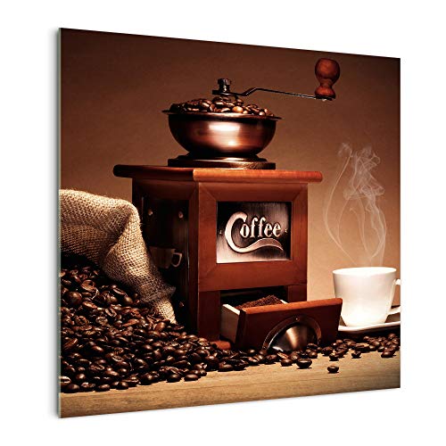 Küchenrückwand 'Kaffeemühle Bohnen' in div. Größen, Glas-Rückwand, Wandpaneele, Spritzschutz & Fliesenspiegel