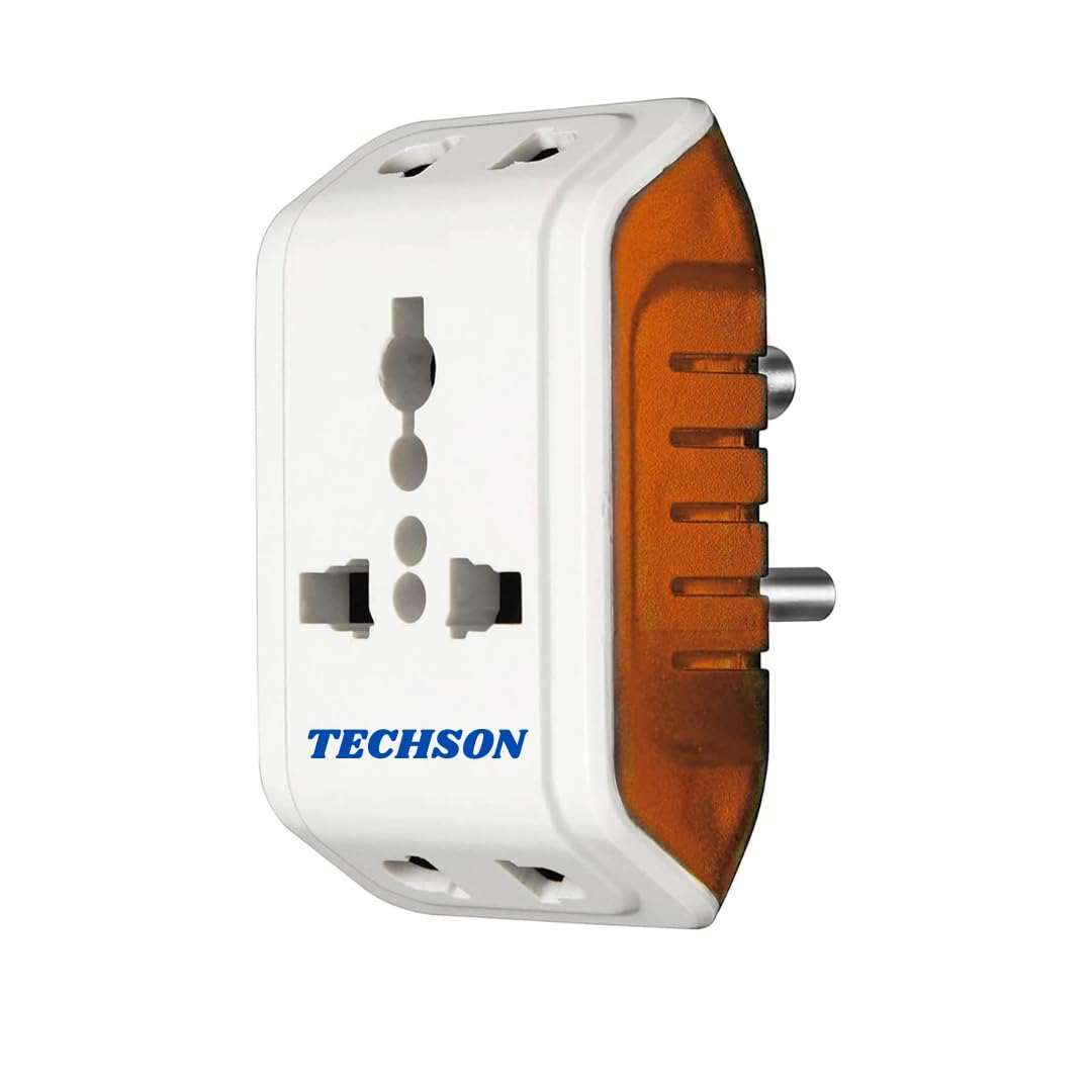 TECHSON: 6A 3 Pin Multi Plug Socket Travel Adapter with Universal Socket, 3 Pin Multi Plug Extension Socket(White and Red) (Pack of -1)-image-33
