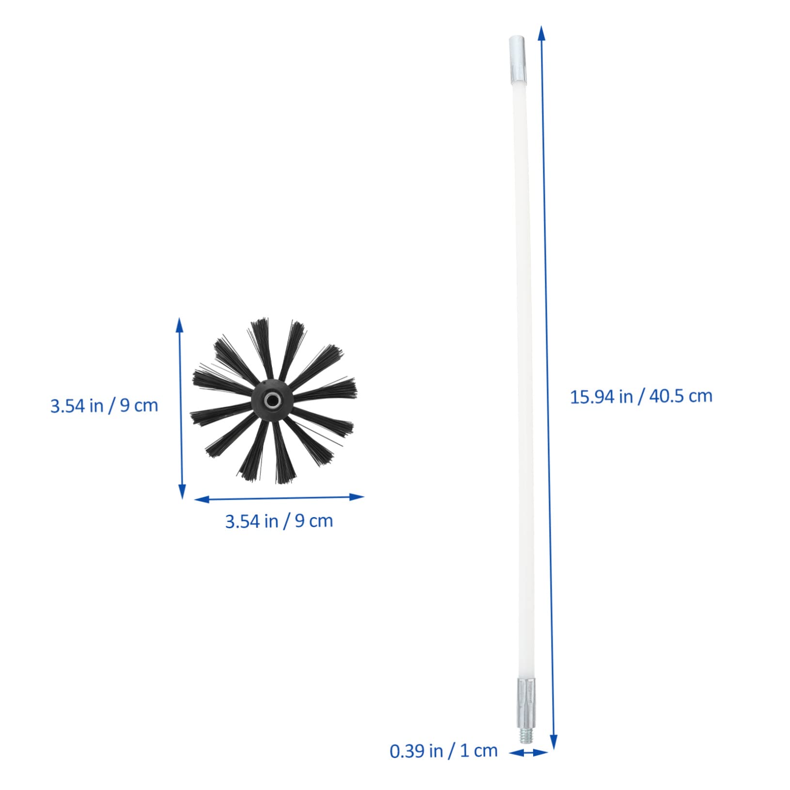 Set Spazzola per Pulizia Canna Fumaria 12 Pezzi Bianco | Nylon e Pe, Aste Flessibili ed Estensibili, per Stufa e Condotti di Scarico