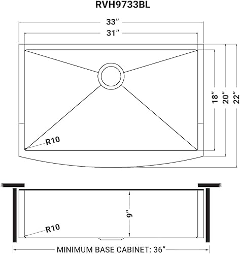 Miniatura 7 de Ruvati RVH9733GG - Fregadero de cocina con delantal frontal de 33 pulgadas cuenco individual de acero inoxidable dorado mate
