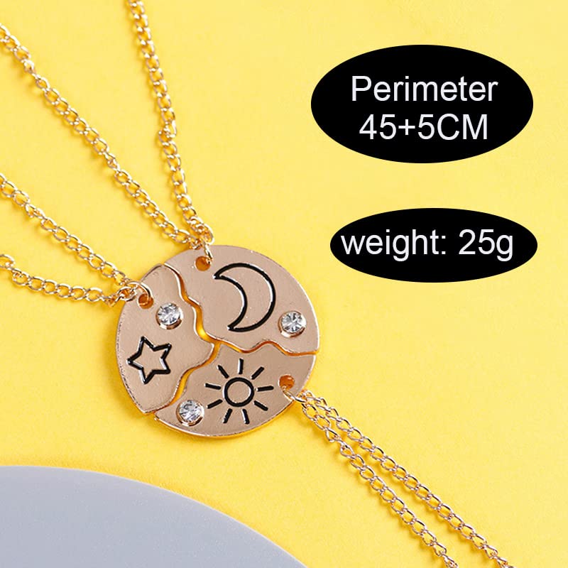 Sisadodo Friendship Sun Moon Star Necklace for Girls Women Christmas Gift for Best Friend Matching Bff Necklace for 3 Sister Necklaces Birthday Gifts for Daughter Friends3