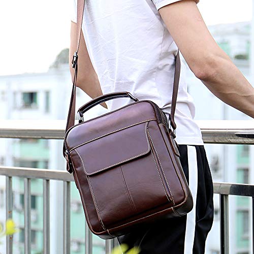 BAIGIO schoudertas heren lederen schoudertas business werktas crossbody voor 6 inch tablet computer - Image 8