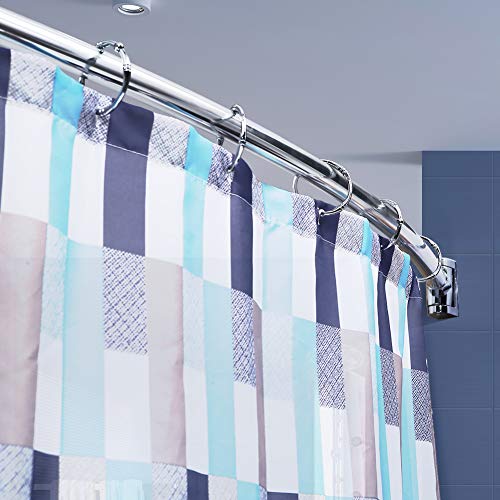 Adjustable Curved Shower Curtain Rod Rustproof Expandable Aluminum Metal Shower Rod 38-72 Inches Telescoping Design Exquisite Customizable for Bathroom,Chrome - Thumbnail 5