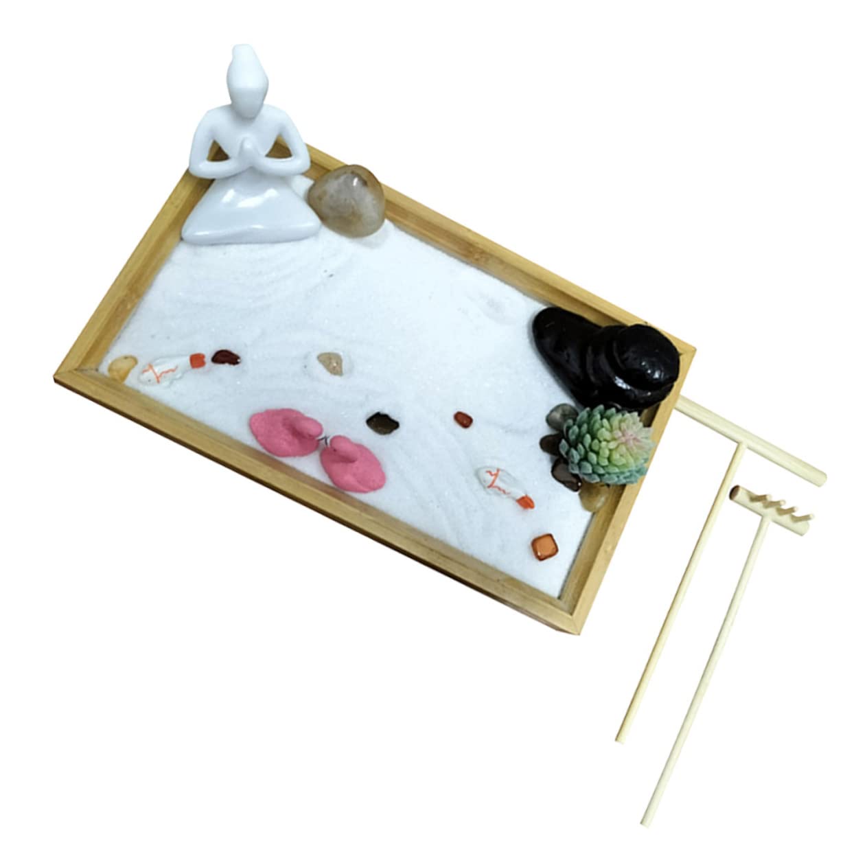 RORPOIR Desk Zen Garden Kit Micro Landscape Sandbox Decor Table Ornament Relief Adornment