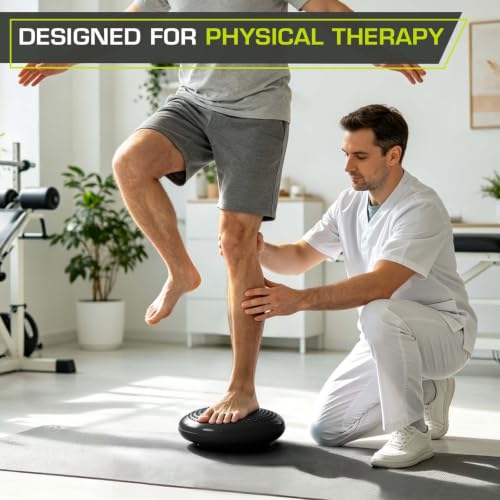 Image of ProsourceFit Core Balance Disc Trainer, 14 inch Diameter with Pump for Fitness, Balance Training, or Seating; Wobble Board for Core Stability; Flexible Floor Cushions