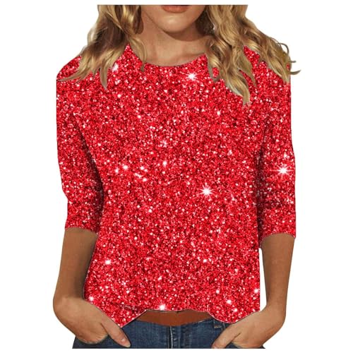 Glitzer Oberteil Damen Langarm V-Ausschnitt - Festliche Bluse Für Partys