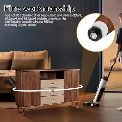 HASLED 8er-Set Schwerlast-Möbelrollen selbstklebend - 360° drehbar, max. 300 kg pro Rolle | Für Möbel, Küchengeräte & Aufbewahrungsboxen | Kugelrollen Mini mit Edelstahlkugeln