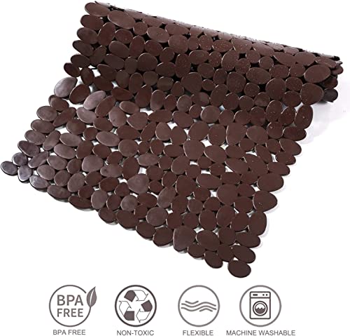 Treebud Pebble Bathtub Mat, 35 X 16 Inches Non Slip Bath Mat For Shower Tub With Drain Holes And Suction Cups, Machine Washable Bathroom Mats (Brown) #TOP4
