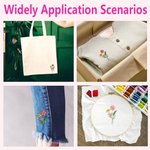 BEUNITONE Estabilizadores solúveis em água de flores para bordado – Papel de bordado com padrão de f