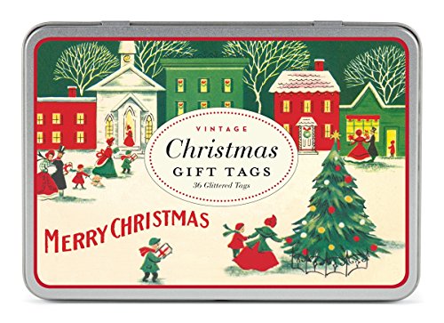 Étiquettes cadeaux de Noël vintage Cavallini pailletées pour vos paquets de fêtes
