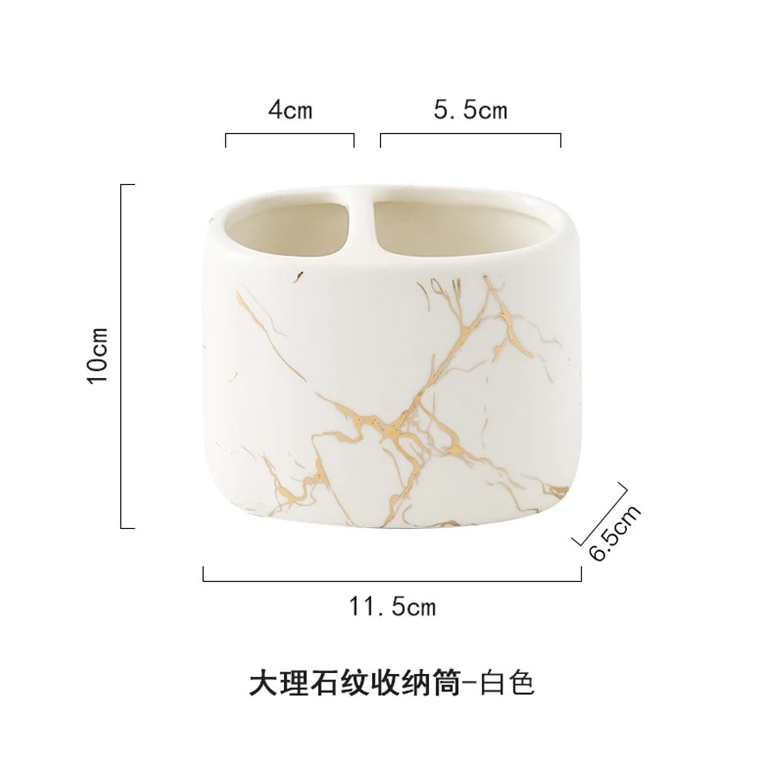 Dispensador de Jabon Accesorios de baño, Soporte cerámica for cepillos Dientes, Taza, jabonera, dispensador Pasta, Bandeja Almacenamiento for el hogar(White)