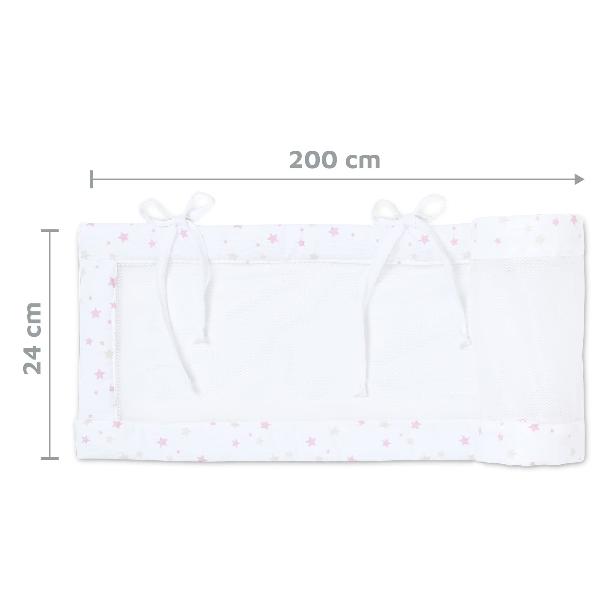 babybay Paracolpi in mesh per modello Boxspring XXL, bianco mix di stelle sabbia/bacca