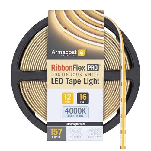 Image of Armacost Lighting RibbonFlex Pro 12V White LED COB Strip Light Tape, 157 Lumens /Ft, 4000K, 5M (16.4 ft) 170330