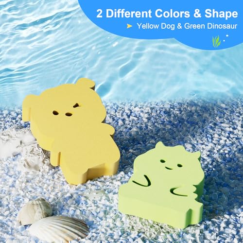Image of Baby Bath Sponges for Newborns,Cute Shape Baby Sponge for Bathing,Toddler Bath time,Extra Soft Bath Sponge for Kid,Dog,Dinosaur (Yellow, Dog)