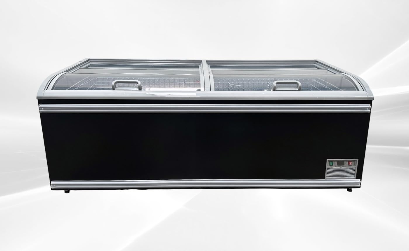Chest Freezer For Supermarket Meat Freezer Glass Sliding Door 83" Black Showcase Freezer Curve Display Top W/Storage Baskets 21 Cu.Ft Hn21a-U on Fridge.com - View 2
