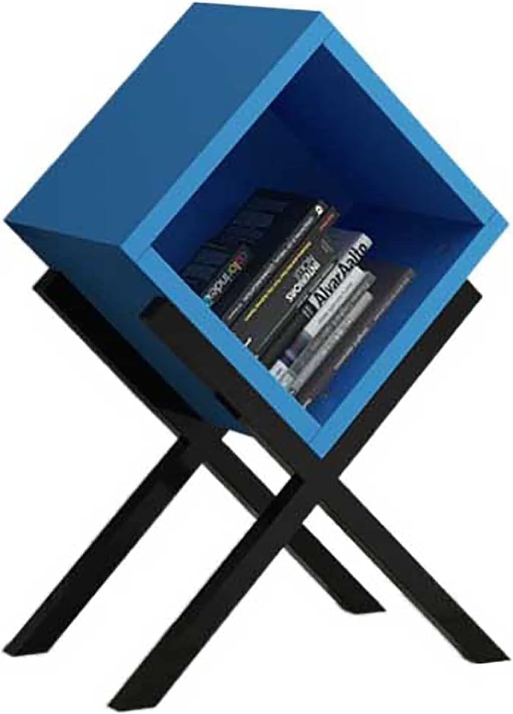 本棚 モダン 幾何学模様 本棚、本棚、細長いスリムな木製収納棚、自立式収納ディスプレイスタンド オープンキューブ棚 本 雑誌 DVD