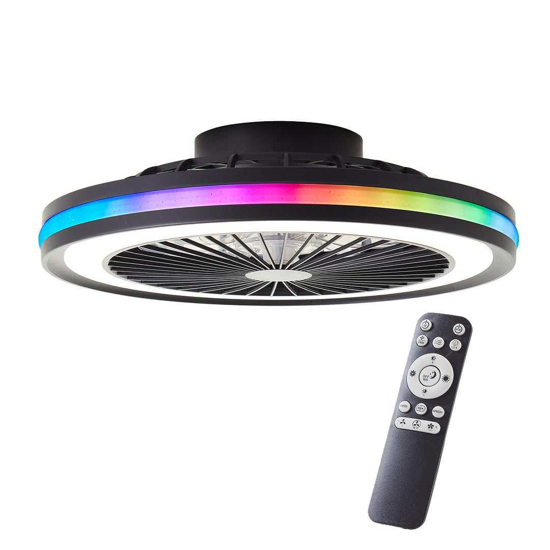 Brilliant LED-Deckenlampe mit Ventilator, 46,5 cm, Schwarz, Dimmbar