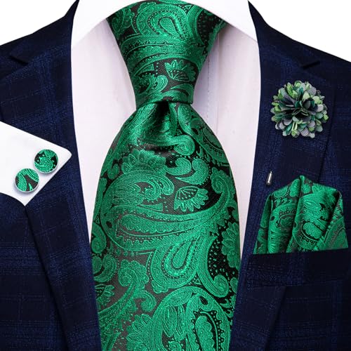 Image of Hi-Tie 5Pcs Mens Solid Color Silk Tie Satin Pretied Bowtie Lapel Pin for Men Handkerchief Cufflink Wedding Gift Box