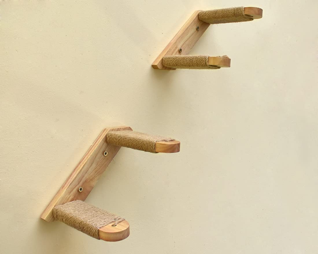 Cat Wall Mounted Shelf Furniture,Cat Climbing Shelves ,with Jute Scratching for Indoor Cats Four Steps Stairs,Heavy Duty Wooden Cats Perch Platform (Big-Left to Right) (B0BLVV4H69) Amazon Price History, Amazon Price Tracker