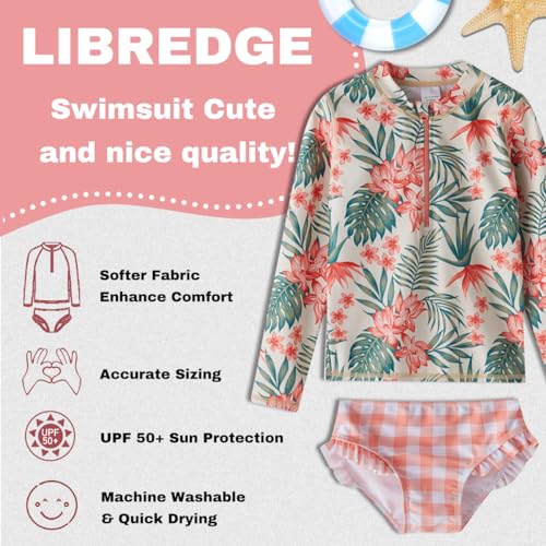 Image of Toddler Girls Swimsuit Rash Guard Sets 2-Piece Bathing Suits UPF 50+ Summer Kids Swimwear 2-7T