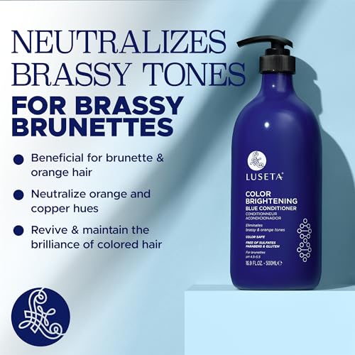 Image of Luseta Blue Conditioner for Brassy Hair 16.9oz | Cool-toned Brunette Hair Conditioner, Color Depositing Brassy Hair and Brightening for Treated Hair Conditioner