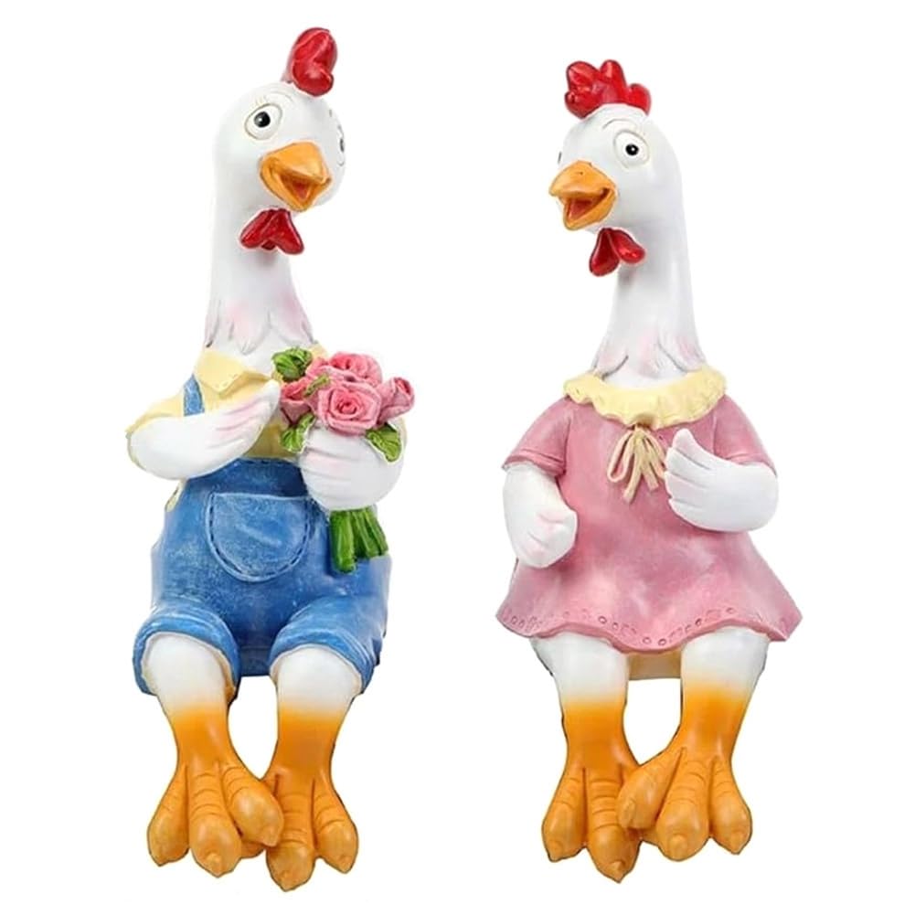 Statue de jardin canard en résine couple mignon