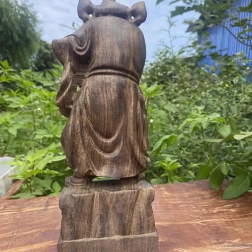 Estatua de madera tallada a mano Zhong Kui 20cm Feng Shui miniatura 4