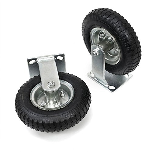 Xtremepowerus 8" Pneumatic Caster Set Of (4) Large Size Tire Heavy Duty 2-Swivel / 2 - Rigid -Silver #TOP5