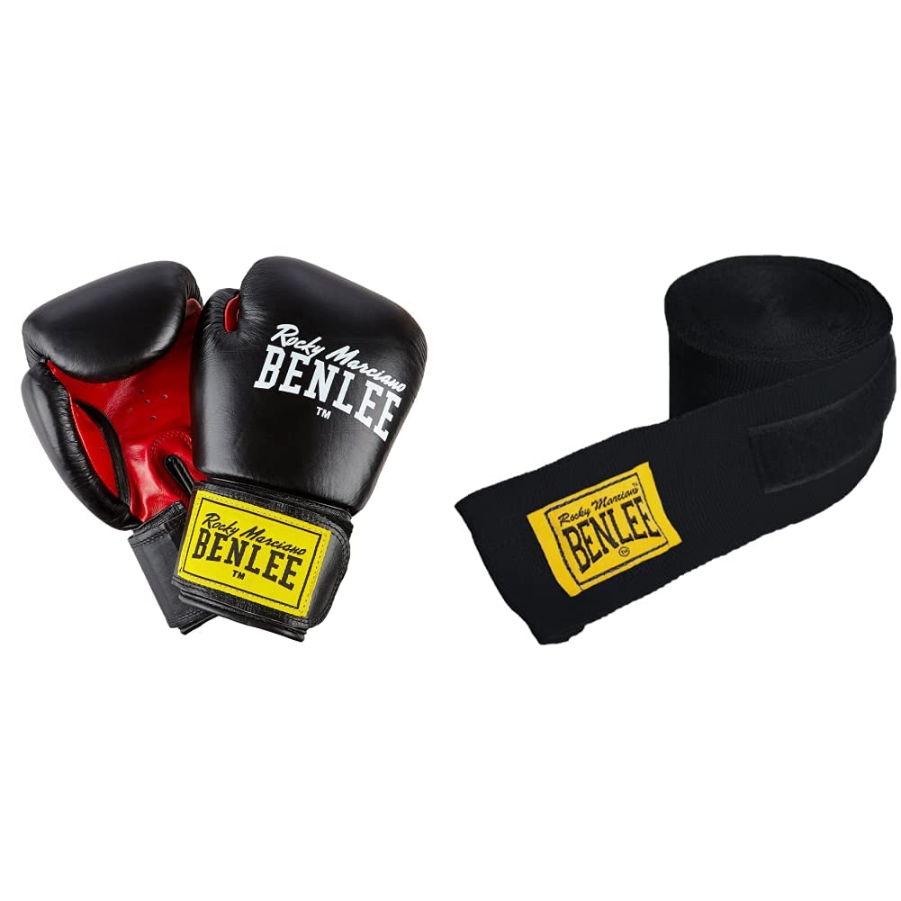 BENLEE Fighter Leder-Boxhandschuhe für das Training mit Klettverschluss | Boxhandschuhe aus Rindsleder mit mehrschichtiger Schaumstoffpolsterung & Handgelenkstabilisierung, ideal zum Boxen & Sparring